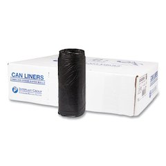 High-Density Commercial Can Liners, 16 gal, 8 mic, 24" x 33", Black, Interleaved Roll, 50 Bags/Roll, 20 Rolls/Carton