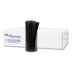 High-Density Commercial Can Liners, 60 gal, 17 mic, 38" x 60", Black, Interleaved Roll, 25 Bags/Roll, 8 Rolls/Carton
