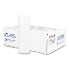 High-Density Commercial Can Liners, 45 gal, 16 mic, 40" x 48", Clear, Interleaved Roll, 25 Bags/Roll, 10 Rolls/Carton