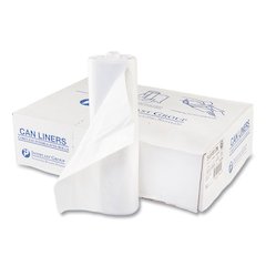 High-Density Commercial Can Liners, 56 gal, 17 mic, 43" x 48", Clear, Interleaved Roll, 25 Bags/Roll, 8 Rolls/Carton
