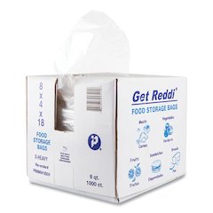 Food and Utility Bags, 2 gal, 8" x 4" x 18", Clear, 1,000/Carton