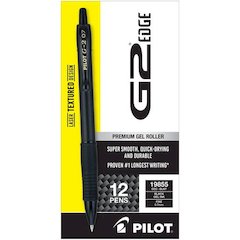 G2 Edge Premium Gel Pen, Retractable, Fine 0.7 mm, Black Ink, Black Barrel, Dozen