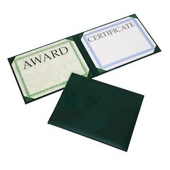 7510017143045, SKILCRAFT Awards Certificate Padded Cover Binder, 11.62 x 9.12, Green