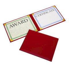 7510017143327, SKILCRAFT Awards Certificate Padded Cover Binder, 11.62 x 9.12, Red/Gold