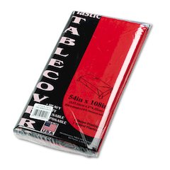 Table Set Rectangular Table Cover, Heavyweight Plastic, 54" x 108", Red, 6/Pack