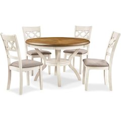 Cori 5-Piece Solid Wood Dining Set in Beige/Brown