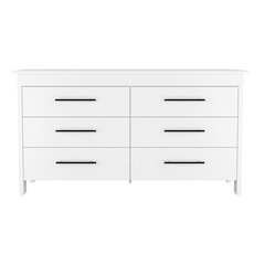 HMS 6 Drawer Double Dresser White MDF