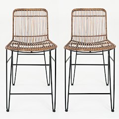 Weaver Hairpin Modern Global Rattan Counter Barstool (Set of 2)