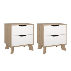 Ikast 2 Drawer Nightstand - Set of 2, Jackson Hickory/White