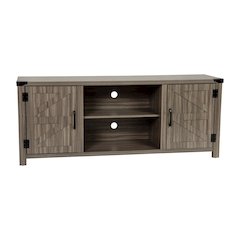 Modern Farmhouse Barn Door TV Stand - Gray Wash Oak for TV's up to 65 Inches - 59" Entertainment Center with Adjustable Shelf