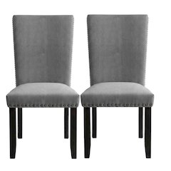 Light Grey Upholstered Side Chair Set with Comfortable Seat and Modern Design