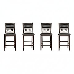 Gia Ebony Wood Counter Chair with PU Seat (Set of 4)