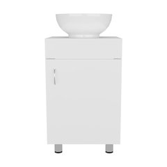 Vanity Sink White Manufactured Wood Finish, Single Door Storage, Ceramic Basin