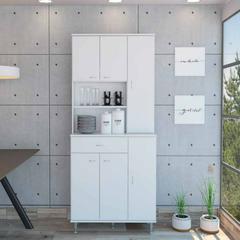 Kitchen Pantry Piacenza, Double Door Cabinet, White Finish
