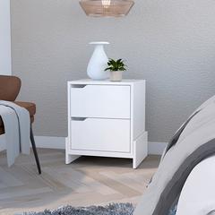 Nightstand Brookland, Bedside Table, White / Macadamia Finish
