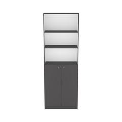 Bookcase Dual-Door Benzoni, Office, Matt Gray / White