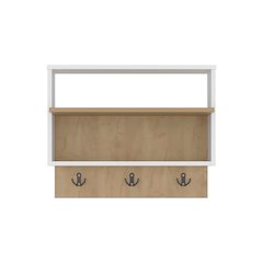 Bigler Center, Modern Wall Shelf with Hooks, Stylish Entryway or Living Room