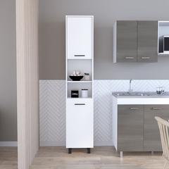 Pantry Cabinet Almada, Three Interior Shelves, White Finish