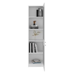 Peony Bookcase White with Fluted Panel Doors