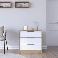 3 Drawers Dresser Maryland, Superior Top, White / Pine Finish