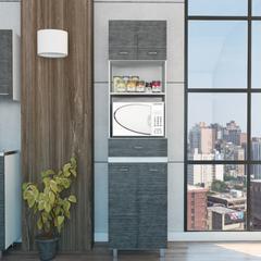 Microwave Cabinet Madison, Kitchen, White / Smoky Oak