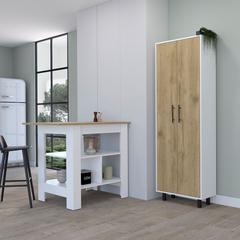 Bowie 2 Piece Kitchen Set, Kitchen Island + Pantry Cabinet