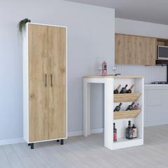 Reston 2 Piece Kitchen Set, Kitchen Island + Pantry Cabinet
