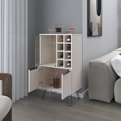 Bar Cabinet Gassville, Living Room, White Washed Oak