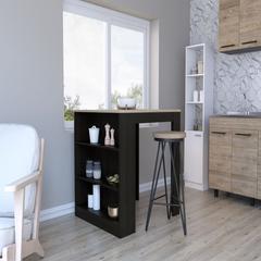 Kitchen Counter Dining Table Toledo, Black Wengue / Pine Finish