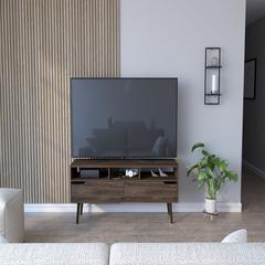 Tv Stand for TV´s up 52" Bull, Three Open Shelves, Dark Walnut Finish