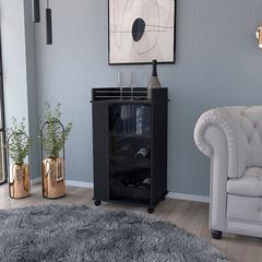 Bar Cart with Two-Side Shelves Beaver, Black Wengue Finish