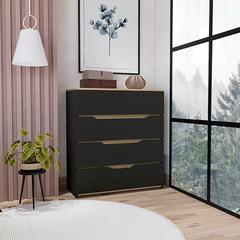 Dresser Oboe, Superior Top, Four Drawers, Black Wengue/ Light Oak Finish
