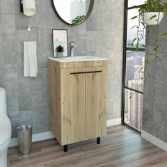 Floor Cabinet Oxnard, Double Door, Light Oak Finish