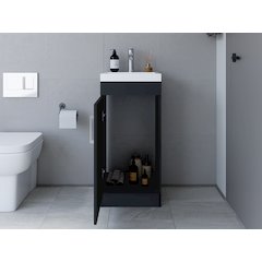 Bathroom Vanity Sink Jozz, Single Door Cabinet, Black Wengue Finish