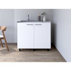 Utility sink cabinet Burwood, Two Shelves, White Finish