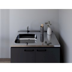 Utility sink cabinet Bussolengo, Two Cabinets, Black Wengue Finish