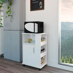 Kitchen Cart Newark, Three Side Shelves, White Finish