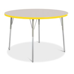 Jonti-Craft Berries Elementary Height Color Edge Round Table - Yellow Round Top - Four Leg Base - 4 Legs - Adjustable Height - 15" to 24" Adjustment x 1.13" Table Top Thickness x 48" Table Top Diamete