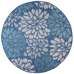 Zinnia Modern Floral Textured Weave Indoor/Outdoor Area Rug