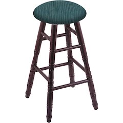 Oak Round Cushion 24" Swivel Counter Stool with Turned Legs, Dark Cherry Finish, and Graph Tidal Seat