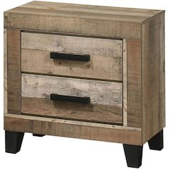 Weathered Brown Pine 2-Drawers Nightstand