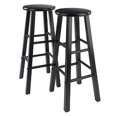 Rustic Wooden Bar Stools – Backless Wood Counter Stools Set of 2