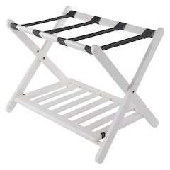 Reese Luggage Rack with Shelf, White