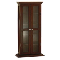 Media Storage Cabinet, Glass Doors, 4 Adjustable Shelves