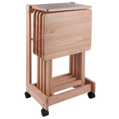 Natural color Solid Wood TV Trays – Folding Snack Tables for Eating and Serving