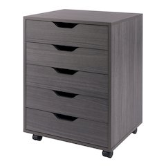 Halifax 5-Drawer Mobile Cabinet, Charcoal