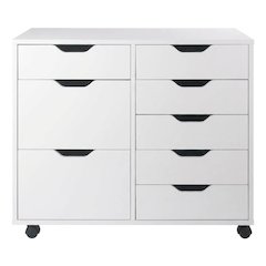 Contemporary Storage Cabinet with Drawers for Home Office Organization, White