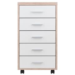 Kenner Mobile Storage Cabinet, 5 Drawers, Reclaimed Wood/White Finish