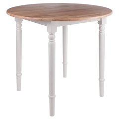 Natural White Small Round Drop Leaf Table – Foldable Dining Table