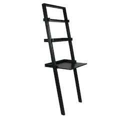 Black Leaning Desk, Ladder Design, Computer Table, Two Storage Shelves